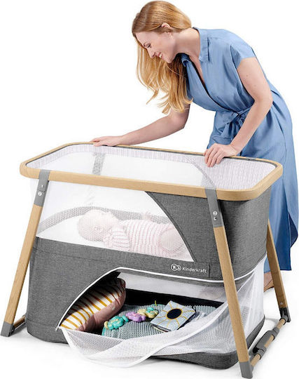 Kinderkraft Sofi 4 in 1 Παρκοκρέβατο 2 Επιπέδων με Στρώμα Γκρι 107x63cm