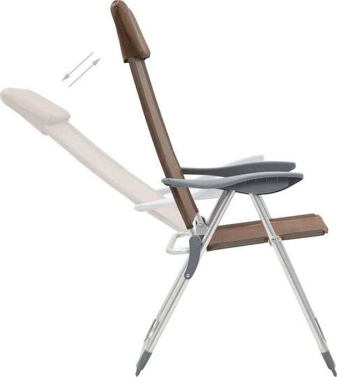 vidaXL Folding Camping Chairs Καρέκλα Παραλίας Αλουμινίου Καφέ Σετ 4τμχ