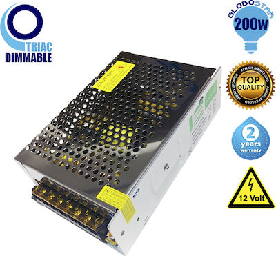 Triac Dimmable Τροφοδοτικό LED IP20 Ισχύος 200W με Τάση Εξόδου 12V GloboStar