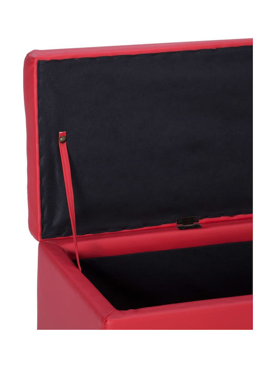 Taburet Cu Spațiu De Depozitare Tapițat Cu Piele Sintetică Roșie 116x38x43cm