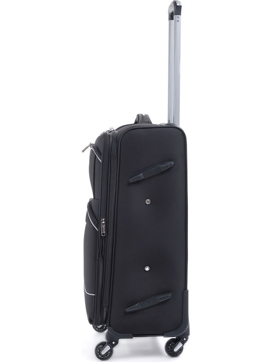 Cardinal Medium Fabric Black Travel Suitcase with 4 Wheels Height 60cm