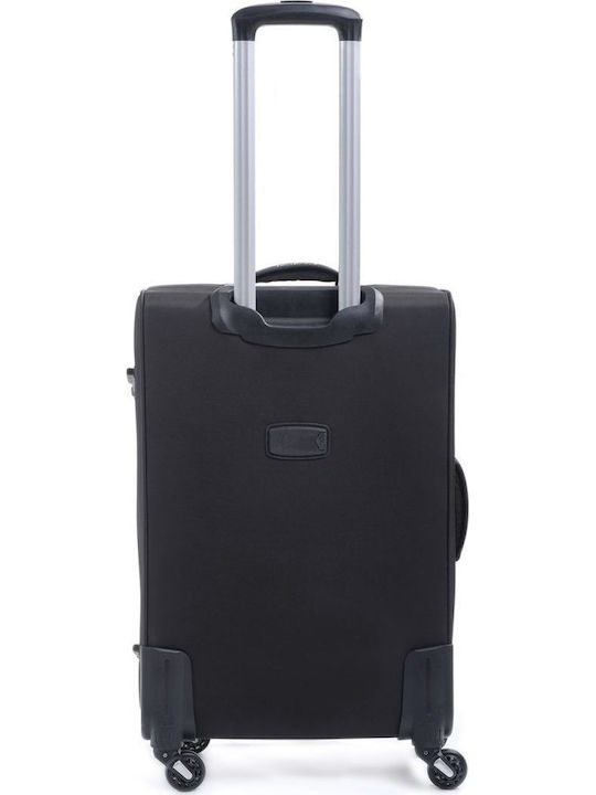 Cardinal Medium Fabric Black Travel Suitcase with 4 Wheels Height 60cm
