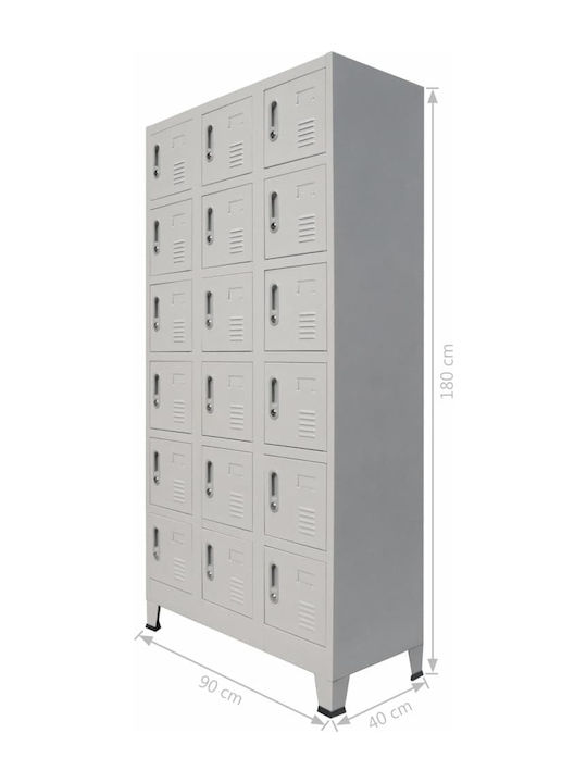 Spind Metallisch mit 18 Schränke 90x45x180cm