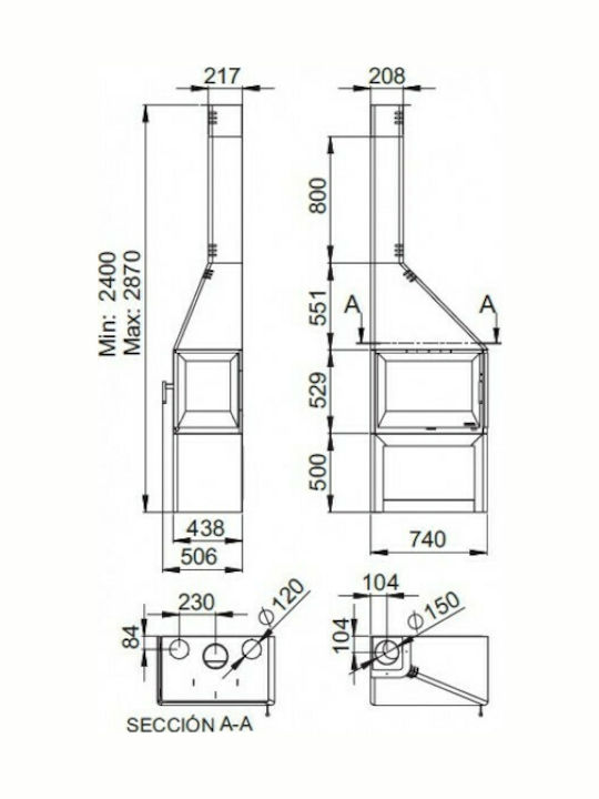 Boreal CH4000EΙS Șemineu cu inserție Lemn Ventilație 11.5kW Colțul stâng cu o ușă care se deschide Rezervor de expansiune închis Boreal CH4000EΙS Șemineu cu inserție Lemn Ventilație 11.5kW Colțul stâng cu o ușă care se deschide Rezervor de expansiune închis