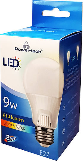 Powertech LED-Lampe 9W für Fassung E27 und Form A60 Warm- bis Kaltweiß 810lm