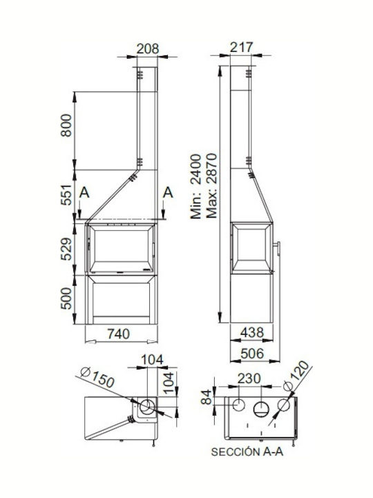 Boreal CH4000EΙ Șemineu cu inserție Lemn Ventilație 11.5kW Colțul stâng cu o ușă care se deschide Boreal CH4000EΙ Șemineu cu inserție Lemn Ventilație 11.5kW Colțul stâng cu o ușă care se deschide