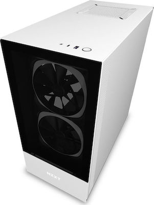 NZXT H510 Elite Gaming Midi Tower Κουτί Υπολογιστή με Πλαϊνό Παράθυρο και RGB Φωτισμό Λευκό