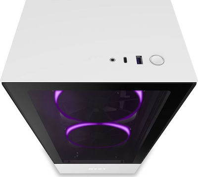 NZXT H510 Elite Gaming Midi Tower Κουτί Υπολογιστή με Πλαϊνό Παράθυρο και RGB Φωτισμό Λευκό