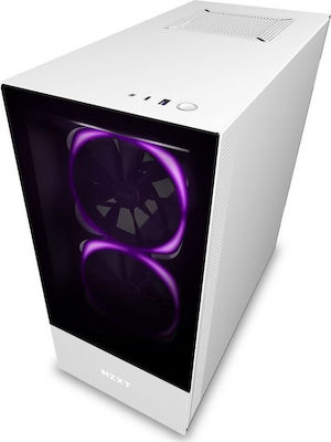 NZXT H510 Elite Gaming Midi Tower Κουτί Υπολογιστή με Πλαϊνό Παράθυρο και RGB Φωτισμό Λευκό