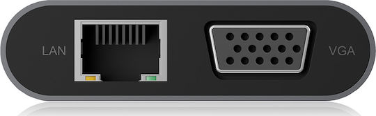 Icy Box USB-C Docking Station με HDMI 4K PD Ethernet και σύνδεση 2 Οθονών Γκρι (IB-DK4040-CPD)