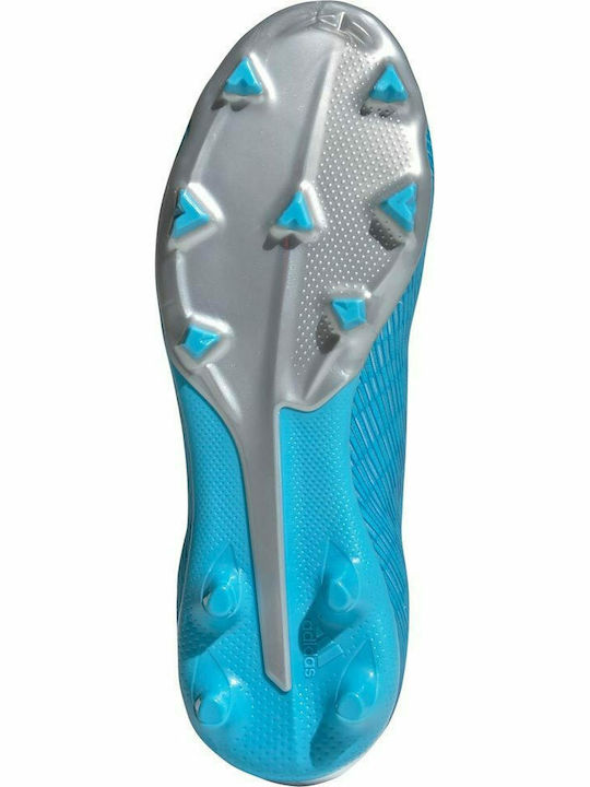 Kids Soccer Cleats with Molded Outsole Bright Cyan / Silver Metallic / Shock Pink