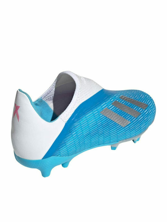 Kids Soccer Cleats with Molded Outsole Bright Cyan / Silver Metallic / Shock Pink