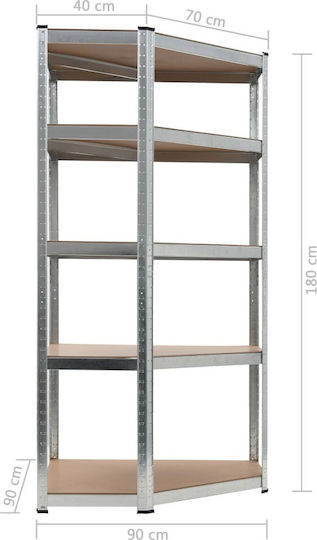 vidaXL Ecke Dexions 90x90x180cm mit 5 Regalen Gesamtbelastbarkeit 875kg