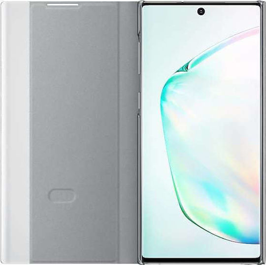 Samsung Clear View Cover Book Synthetic Leather / Plastic Silver (Galaxy Note 10)