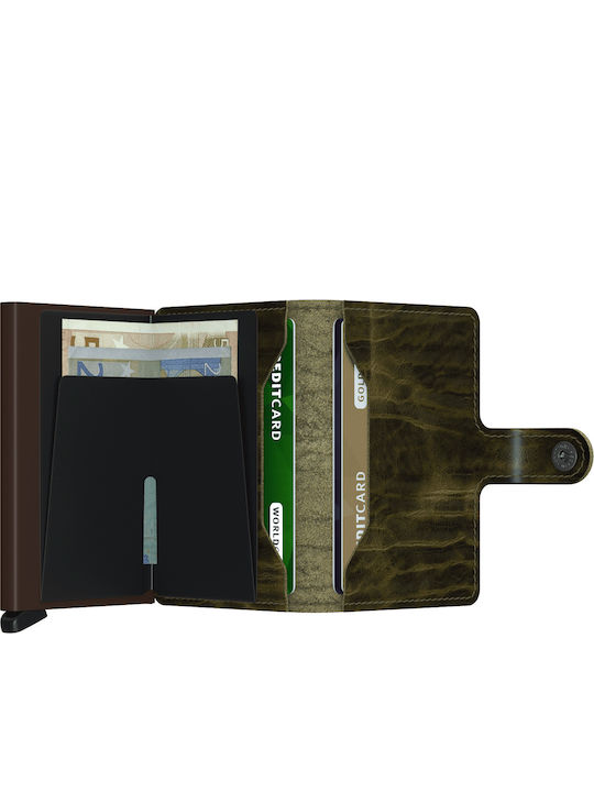 Miniwallet Dutch Martin Leather Men's Wallet Cards with RFID and Slide Mechanism Khaki