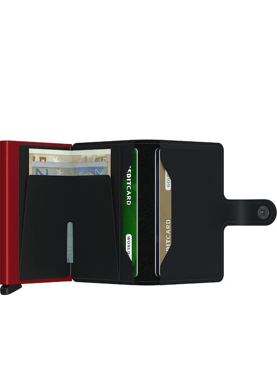 Miniwallet Matte Portofel bărbătesc Carduri cu RFID și mecanism Slide Negru