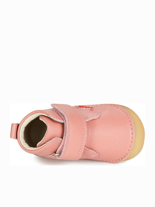 Sabio Anatomical Leather Kids Boots with Velcro Pink