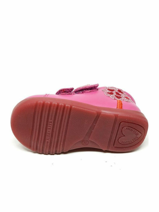 Anatomisch Lederne Kinderstiefeletten mit Klettverschluss Rosa