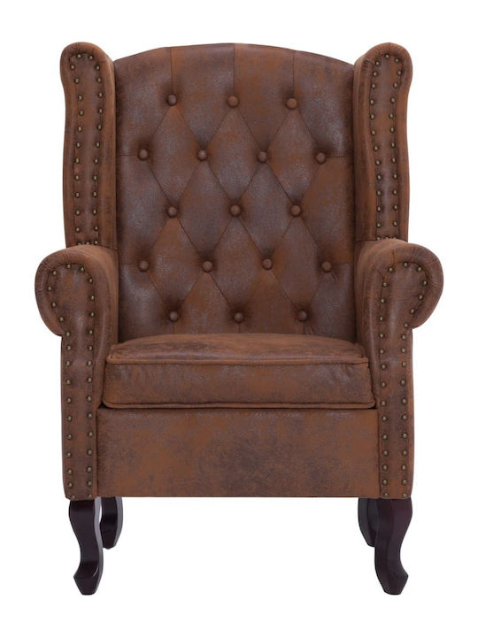 Bergère with Footstool from Leatherette Brown 78x67x108cm