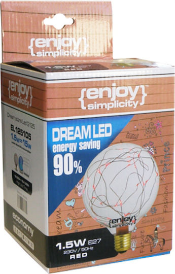 Elvhx Enjoy Simplicity LED-Lampe 1.5W 125mm für Fassung E27 und Form G125 Rot 135lm