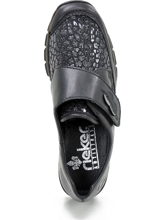 Leather Women's Moccasins in Black Color