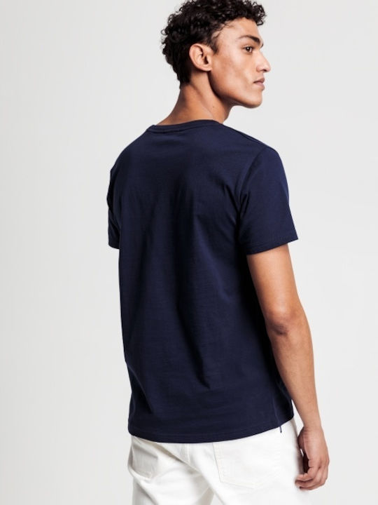 Gant Ανδρικό T-shirt Navy Μπλε με Λογότυπο