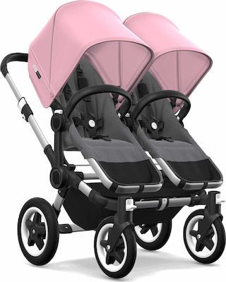 Donkey 2 Twin Grey Melange - Soft Pink Canopy με Σκελετό Aluminium