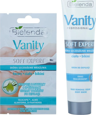 Bielenda Hair Removal Body Cream Vanity Soft Expert Suitable for All Skin Types with Αλόη Βέρα & Υαλουρονικό Οξύ 100ml