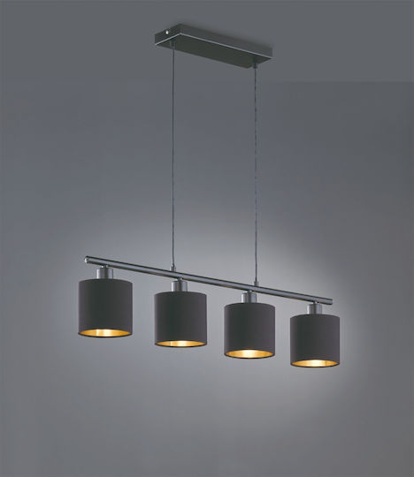 Trio Lighting Tommy Ρυθμιζόμενο Κρεμαστό Φωτιστικό Μαύρο Ράγα για 4 Λαμπτήρες E14 75x12x150εκ.