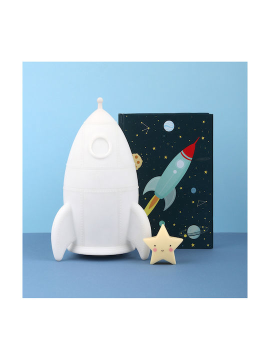 A Little Lovely Company Led Kids Decorative Lamp Rocket with Color Changes White 13x13x20εκ.