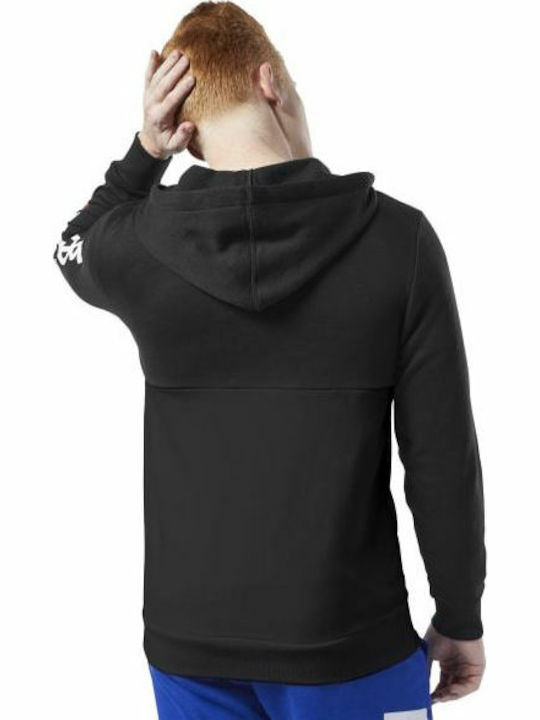 Reebok Training Essentials Linear Men's Sweatshirt Jacket with Hood and Pockets Black