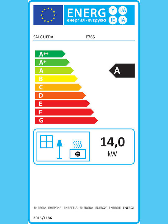 Salgueda Saphire 700 E-765 Wood Cassette Fireplace Insert Air Duct Connection with Straight Window 14kW White