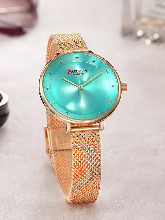 Curren Women's Watch with Pink Gold Metal Bracelet