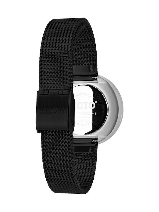 Picto Damen Uhr mit Schwarz Lederarmband