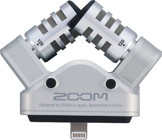 Zoom IQ6 X-Y Πυκνωτικό Μικρόφωνο Lightning Clip On Δημοσιογραφικό σε Ασημί Χρώμα