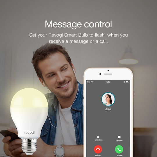 Revogi Smart LED-Lampe 8W für Fassung E27 Naturweiß 600lm Dimmbar