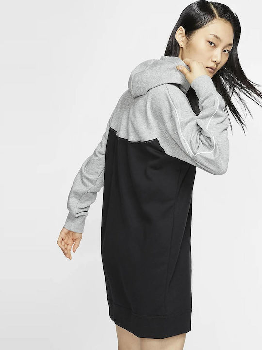 Mini Athletic Dress Long Sleeve Hooded Black Grey BV4844 010