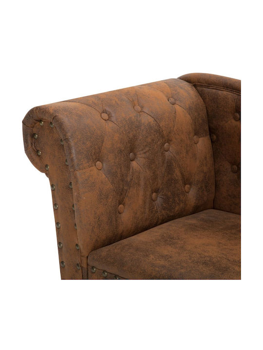 Recliner of Faux Suede Leather Brown L162xW56xH77cm