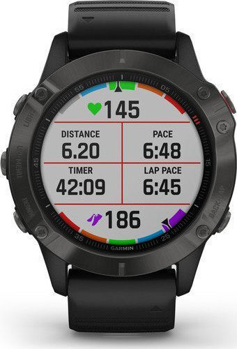 Garmin Fenix 6 Sapphire Stainless Steel 47mm Smartwatch with Heart Rate Monitor (Carbon Grey DLC with Black Band)