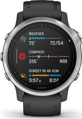 Garmin Fenix 6S 42mm Smartwatch mit Pulsmesser (Silver with Black Band)