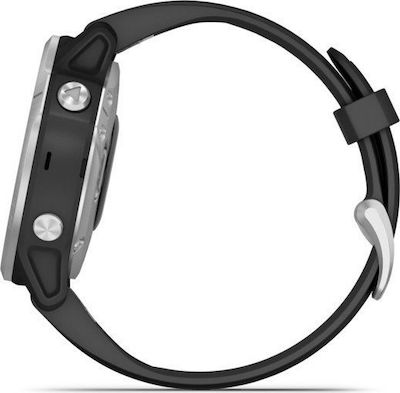 Garmin Fenix 6S 42mm Smartwatch mit Pulsmesser (Silver with Black Band)