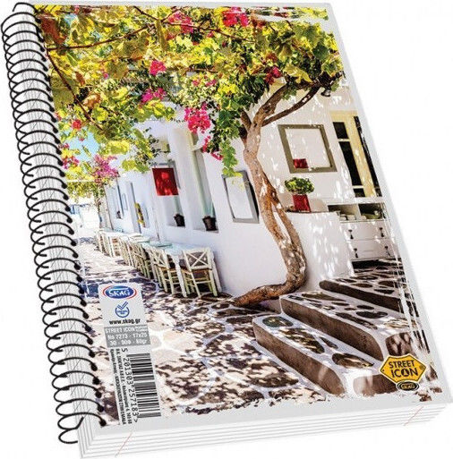 Skag Spiral Notebook Ruled B5 90 Sheets 4 Subjects Street Icons 1pcs (Μiscellaneous Designs/Colors)