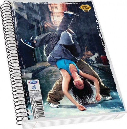 Skag Spiral Notebook Ruled B5 90 Sheets 4 Subjects Street Icons 1pcs (Μiscellaneous Designs/Colors)