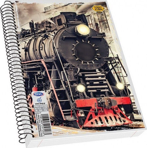 Skag Spiral Notebook Ruled B5 90 Sheets 4 Subjects Street Icons 1pcs (Μiscellaneous Designs/Colors)