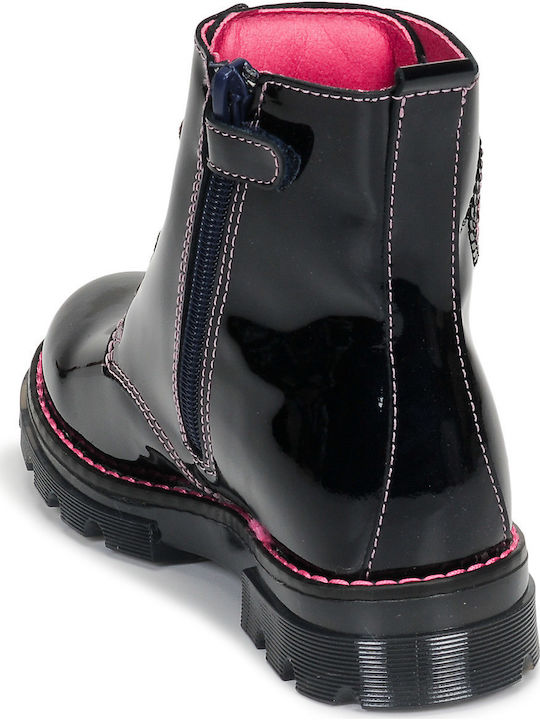 Kinderstiefel aus Lackleder mit Reißverschluss Schwarz