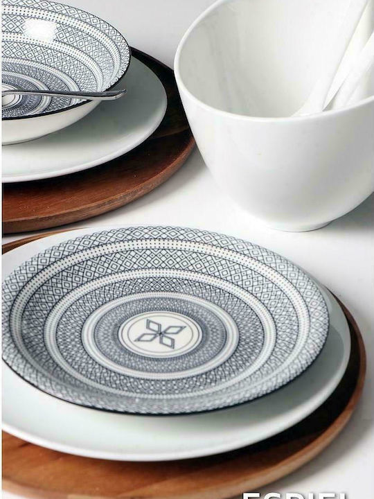Espiel Classic Porcelain Salad Bowl with Salad Spoons White 20x20x17cm 2pcs