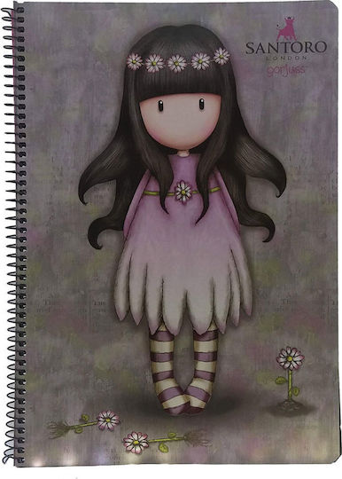 Santoro Spiral Notebook Ruled A4 60 Sheets 2 Subjects Gorjuss 1pcs (Μiscellaneous Designs/Colors)