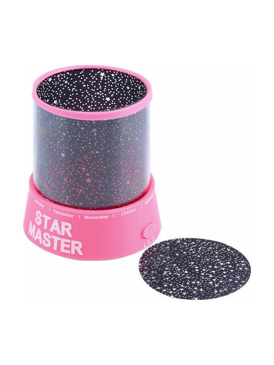 Led Kids Projector Lamp Έναστρου Ουρανού with Stars Projection Pink