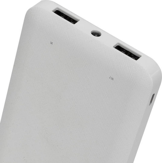 Rivacase VA2010 Power Bank 10000mAh με 2 Θύρες USB-A Λευκό