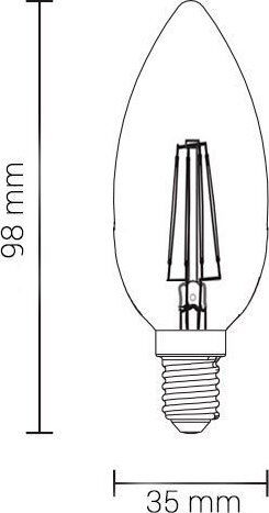 Optonica SP4-A4 Λάμπα LED 4W 98mm για Ντουί E14 και Σχήμα C35 Θερμό Λευκό 400lm